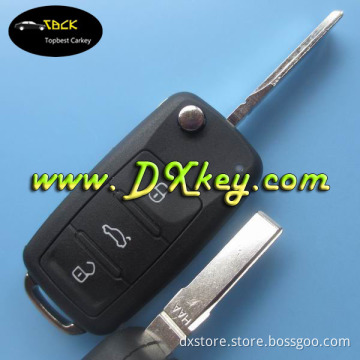 Best Price 3 button flip remote key shell key cover for VW key cover with black logo